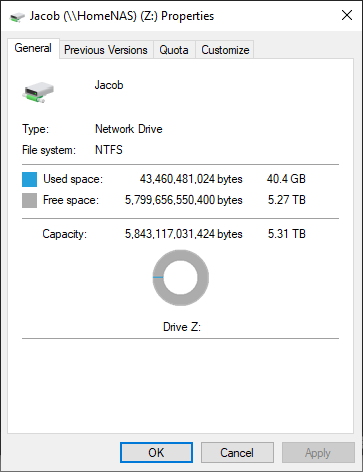 mapped drive to a NAS folder